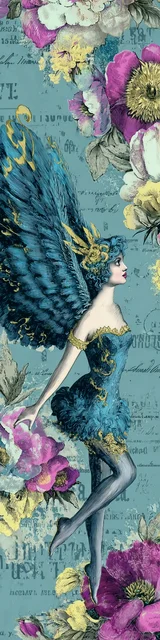 Free angel bookmark featuring pretty angel with blue wings